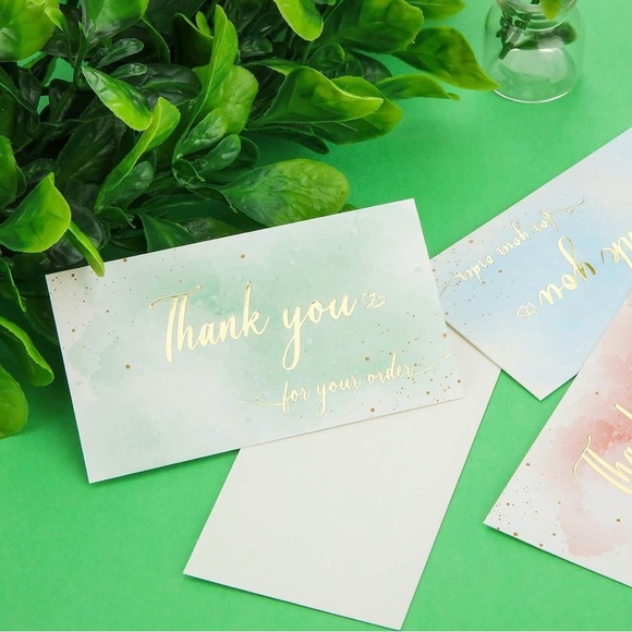 50 Thank you cards, water color custom gold foil - Picture 3 of 3